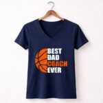 Best Basketball Dad Coach Ever Fathers Day Retro 5 Womens V Neck.jpg