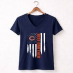 Chicago Bears Best Dad Ever American Flag 5 Womens V Neck.jpg