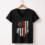 Chicago Bears Best Dad Ever American Flag 7 Womens V Neck.jpg