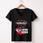 Daddy Is My Super Hero KC Chiefs 7 Womens V Neck.jpg