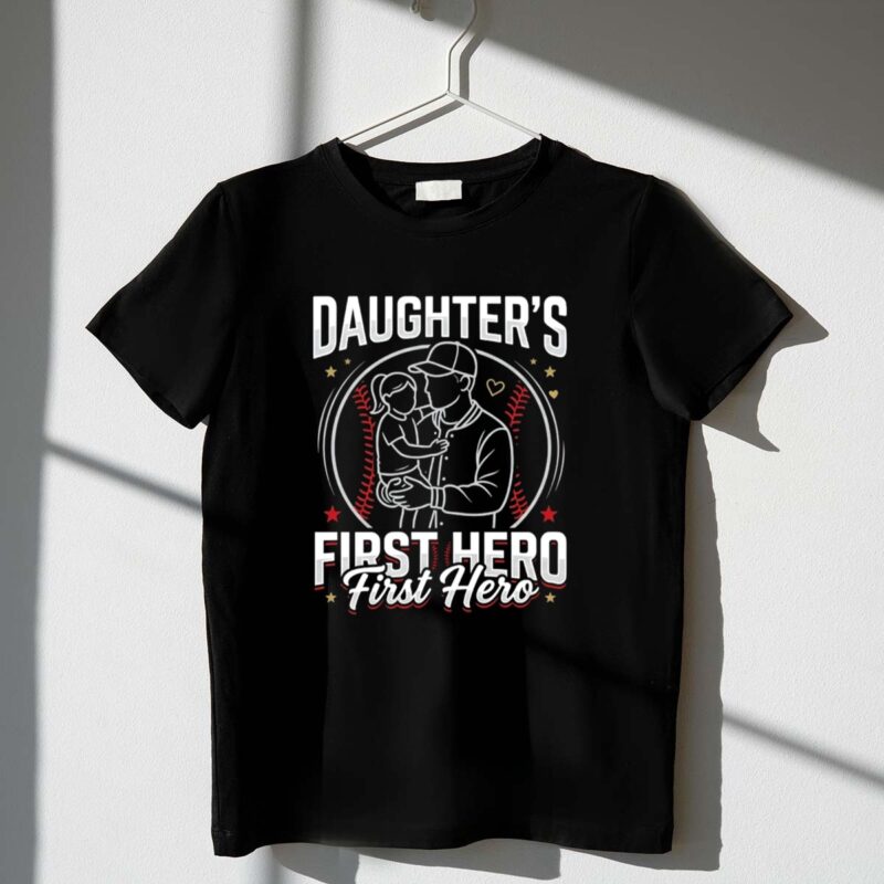 Daughters First Hero Baseball 1 T Shirt.jpg