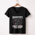 Daughters First Hero Baseball 7 Womens V Neck.jpg