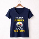God Knew I Needed An Angel So He Gave Me My Son Steelers 5 Womens V Neck.jpg