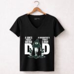 Green Bay Packer Dad a sons first hero a daughters first love 7 Womens V Neck.jpg