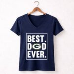 Green Bay Packers Best Dad Ever Fathers Day 5 Womens V Neck.jpg