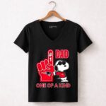 Happy Snoopy New England Patriot 1 DAD One Of A Kind 7 Womens V Neck.jpg