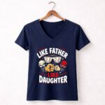 Like Father Like Daughter Baseball 5 Womens V Neck.jpg