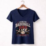 Living The Baseball Dad Life Game Days 5 Womens V Neck.jpg