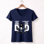 Oakland Raiders Dad sons first hero daughters first love 5 Womens V Neck.jpg