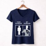 Oakland Raiders Your Husband My Husband 5 Womens V Neck.jpg