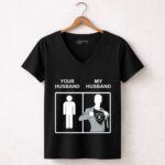 Oakland Raiders Your Husband My Husband 7 Womens V Neck.jpg
