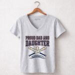 Proud Dad And Daughter Baseball 9 Womens V Neck.jpg