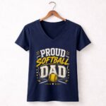 Proud Softball Dad 5 Womens V Neck.jpg
