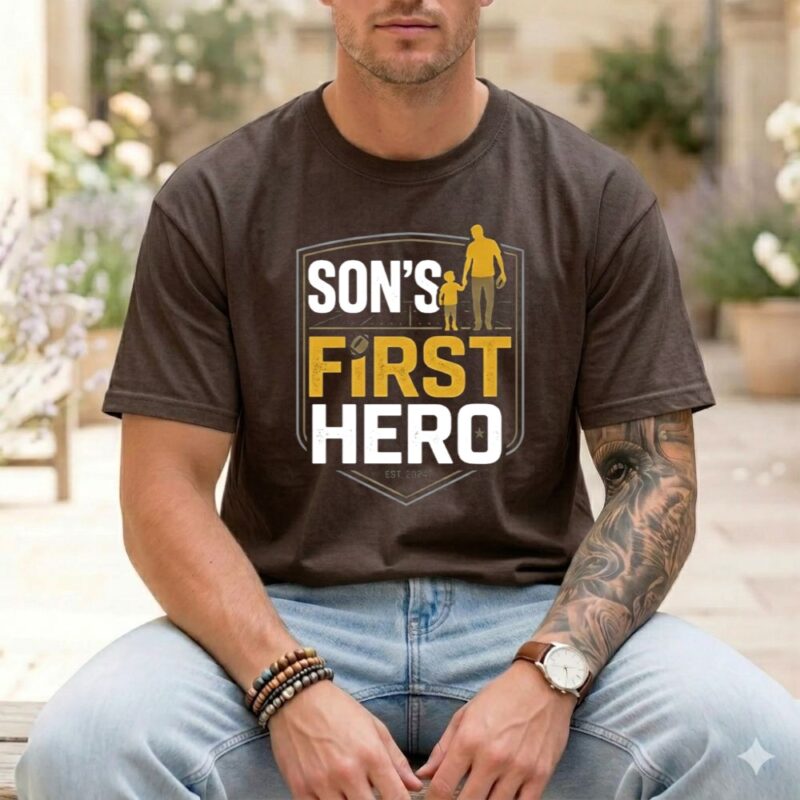 Sons First Hero Football Comfort Colors T Shirt 1.jpg