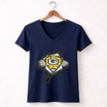 Superdad Green Bay Packers Shield Superman Rip 5 Womens V Neck.jpg