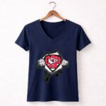 Superdad KC Chiefs Ripped Superman Logo 5 Womens V Neck.jpg